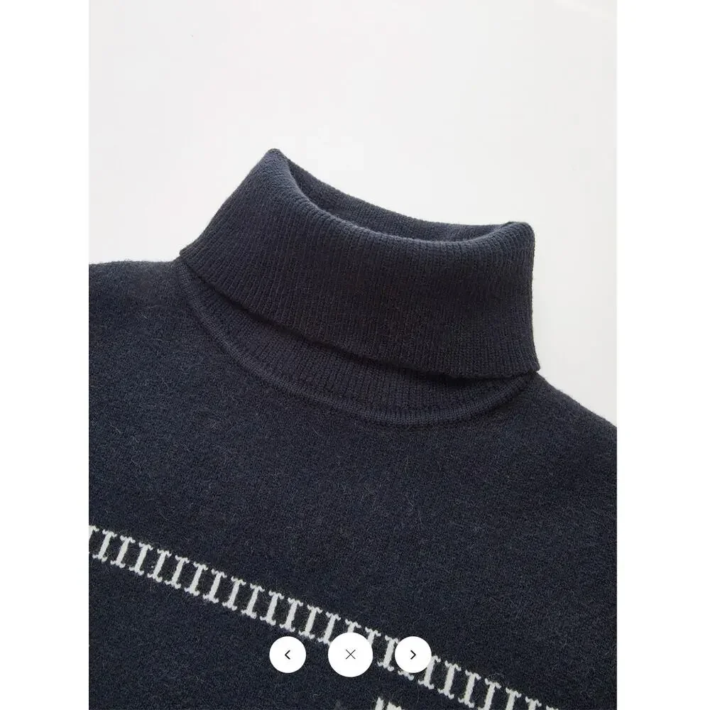 NWT Commense Horse-Pattern Cap Sleeve Turtleneck Sweater Vest Sz S